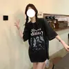 Camiseta de Manga Corta de Algodón Puro Lavada Desgastada con Diseño de Verano para Mujer Verano Holgada Estilo Bf Perezoso Versátil Top Casual