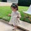 Vestido Floral Estilo Mori para Bebê Menina Vestido Princesa de Manga Longa Vestido de Primavera de Comprimento Médio para Bebê Menina