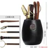 Conjunto de Seis Peças para Cerimônia do Chá em Madeira Maciça: Pinça de Chá, Agulha de Chá, Faca de Chá, Colher de Chá, Ferramentas para Preparo de Chá, Acessórios para Chá Kung Fu