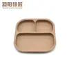 Prato de Jantar Quadrado de Silicone para Casa, Prato de Jantar Compartimentado de Silicone de Grau Alimentício para Crianças, Prato de Jantar de Silicone com Ventosa Grande para Bebê