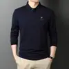 Nueva Camiseta de Manga Larga para Hombre Primavera y Otoño 2024 Moda Bordada para Hombre Color Sólido Camiseta Lel para Hombre Top de Moda para Hombre