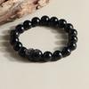 Nova Pulseira Chinesa Obsidiana Prata Natural Leão Bravo Despertar Raposa de Nove Caudas Círculo Único Pulseira de Cristal Moda Combina com Tudo Explosões Tiktok
