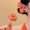 Flor de Cerejeira Aquarela Flor Simulada Grampo de Cabelo Novo Estilo Atmosfera Elegante Penteado Flor de Cabelo Grampo Curto Combinação com Qipao Adorno de Cabelo