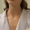 Collar de Acero Inoxidable con Colgante de Pedrería en Forma de Corazón Apilado Estilo Europeo y Americano para Mujer Cadena para Clavícula de Alta Gama Lujo Ligero Venta al por Mayor