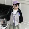 Q246 Jaqueta Nova Estilo Primavera e Outono Infantil Meninos Estilo Coreano Moda Capuz Top Roupas de Outono para Bebê Menino Top Tendência