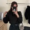 En stock diseño de nicho elegante francés estilo coreano blusa de corbata de lazo atmosférica camisa de manga larga para mujer