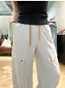 Pantalones de trabajo estilo montaña para exteriores, ligeros, resistentes a las arrugas, cintura elástica, pantalones casuales de pierna ancha holgados, pantalones largos de pierna recta para mujer, nuevos para verano