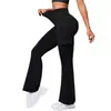 Calça de Yoga Popular Transfronteiriça Cintura Alta Flare com Bolso Cargo Feminina Levanta Bumbum Emagrecimento Controle da Barriga Fitness Esportiva Longa Feminina