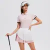Ropa de golf secado rápido casual verano mujer manga corta fina color liso deportes al aire libre cuello solapa combinación de colores polo manga corta