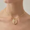Nuevo Collar con Colgante Ovalado de Citrino para Otoño e Invierno, Cadena Ajustable para Suéter, Diseño de Nicho de Lujo Ligero, Collar de Gama Alta
