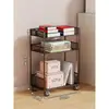 Estante de mesa com rodas, carrinho pequeno móvel de chão, armazenamento de documentos de escritório, prateleira pequena de armazenamento de livros sob a mesa