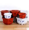 Venda direta vaso de flor hexagonal plástico hexagonal espessado vermelho e branco vaso de flor grande plantio de flores prato de flor de vegetal estilo chinês retrô