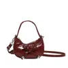 Bolso de Mano para Mujer con Lazo de Perlas Dulces, Bolso de Hombro Elegante de Color Sólido Simple, Bolso Cruzado Nuevo y Elegante