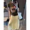 Camiseta Informal de Manga Corta con Cuello Redondo y Estampado de Frutas Reductor de Edad Energético Estilo Blogger de Nicho Coreano MQ1580