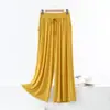 Pantalonas Largas com Bolsos de Modal Novas da Primavera 2025 Casuais de Cintura Alta Tamanho Plus Size para Gordinhas Verão Cor Sólida