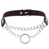 Oye Estilo Europeo y Americano Hueco Moderno Cuero PU Anillo Gargantilla Punk Estilo Callejero Cadena Anillo O Gargantilla Cadena Cuello Candado