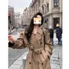 Casaco Trench Coat Longo Estilo Britânico Outerwear para Mulheres Altas Novidades Primavera/Outono 2026 Casacos para Baixinhas Super Bonitos Casuais