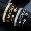 Pulsera Metálica Hilo Hueso de Serpiente Diseño de Moda Transfronterizo Europeo y Americano Estilo Clip de Papel Pulsera Ajustable Juego de Tres Piezas para Mujer