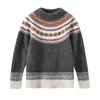 Suéter Infantil de Lã Espesso de Fio Duplo para Outono e Inverno Pulôver Retrô Fair Isle Tricô Básico para Meninas Suéter para Meninos e Meninas