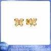 Pendientes Panjiadora s925 Cobre Blanco Chapado en Plata Color Dorado Mariposa Hueca Pendientes de Hoja Moda Simple para Novia