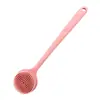 Cepillo de masaje de silicona para baño en stock, cepillo de ducha de doble cara con mango largo, cepillo exfoliante conveniente para el hogar