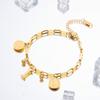Pulsera de Acero de Titanio de Moda que No se Desvanece, Reina del Hip-Hop, Moneda con 26 Letras, Estilo Minimalista Popular, Venta Caliente al por Mayor Transfronteriza