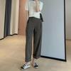 Pantalones Casuales de Trabajo Super Algodón Micro Arrugado Origami Corte Holgado Adelgazante Pierna Recta Pierna Ancha para Mujer Primavera Verano 2025 Nuevo