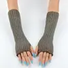 Guantes de Punto Calientes sin Dedos con 30 Rayas Largas, Mangas Falsas, Mangas de Lana, Mangas de Media Pantorrilla para Mujer, Nuevos de Otoño e Invierno Transfronterizos