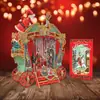 Nueva tarjeta de felicitación 3D plegable transfronteriza, tarjeta de regalo navideña creativa con estampado dorado, decoración de mesa para fiesta navideña