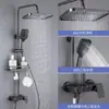 Grifo Negro de Cobre para Ducha, Artefacto de Baño, Calentador de Baño, Boquilla, Cabezal de Ducha a Presión para Baño, Juego Completo