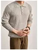 Venta al por mayor de fabricantes, camisas tipo polo con cuello para otoño e invierno, suéteres cálidos, tejido de punto fino acanalado en mezcla de lana, manga larga, moda