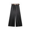 Nuevo Top con Textura de Satén de Seda Adornado con Botones Dorados 7484091 Pantalones Anchos con Textura de Satén de Seda y Cinturón 1478078