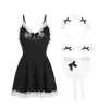 Lingerie Sexy, Uniforme de Empregada Puro Sexy Plus Size, Conjunto de Renda Transparente Puro e Divertido com Suspensórios