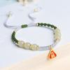 Pulsera de Cuentas de la Fortuna de Jade Hetian para Mujer, Diseño Nicho de Estilo Chino, Tejida a Mano Vintage Personalizada Pulsera de la Amistad