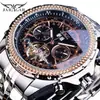 Reloj Mecánico Semi-Automático Jaragar para Hombre, Casual de Moda, Tourbillon, Esfera Grande, Esqueleto