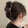 Elegante Pinza para el Cabello Redonda con Perlas para Mujer 2026 Nuevo Modelo Pinza Grande para el Cabello para Moños en la Parte Trasera de la Cabeza Pinza de Tiburón Accesorio para el Cabello