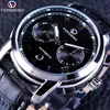 Relógio Mecânico Forsining Masculino Moda Casual Calendário Esqueleto Semi-Automático