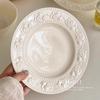 Vajilla Estilo Ins Estilo Crema Plato Repujado Sentido Avanzado Lujo Ligero Plato Doméstico Cerámica Plato para Pastel Postre Panqueque