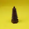 Torre Wenchang Pequena de Nove Andares de Madeira de Jujuba Natural Atingida por Raio, Ornamento Wenchang de Madeira Sólida Finamente Esculpido para Decoração de Mesa de Estudo
