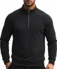 Moletom masculino com zíper parcial e gola alta, top de outono com design de manga raglan, moletom casual pullover de corte justo