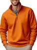 Blusas Masculinas Transfronteiriças Outono e Inverno Moda Casual Moletons Cor Sólida Versátil Gola Alta Tops com Zíper