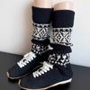 25 Meias Fair Isle, Meias Largas para Mulheres, Outono e Inverno, Combinadas com Botas de Neve, Calça de Tubarão, Engrossadas, Quentes, Casuais, Venda Direta da Fábrica