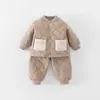 Roupas de Bebê, Macacões Acolchoados de Algodão para Outono e Inverno, Roupas e Calças Quentes de Algodão Fofas para Meninos, Conjuntos Separados para Passear