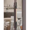Manija de Puerta de Vidrio Templado Acero Inoxidable Engrosado Dorada Empujar-Tirar Manija de Puerta Maciza con Marco Negra Espaciado de Agujeros Personalizable