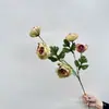Nueva simulación rosa té guía de boda accesorios de fotografía de flores fila de flores 6 ciruelo té flor falsa flor de seda fábrica venta al por mayor