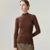 Suéter de punto 100% cachemir puro de cuello semi-alto, corte ajustado, para mujer, capa base de otoño e invierno para commuting, jersey de manga larga