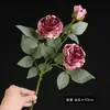 Arreglo de Flores Secas Estilo Pintura al Óleo Vintage con Borde Quemado de Rosa y Loto para Sala de Estar, Mesa de Comedor, Mueble de TV, Decoración Floral, Peonía