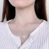 Cadena Cuadrada de Clavícula de Alta Gama para Mujer, Moderna y Exquisita, Estilo Minimalista con Incrustación de Circonita, Collar Sencillo Dulce y Fresco