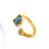 Nuevo Anillo de Zirconia de Temperamento de Lujo Ligero Transfronterizo Europeo y Americano Alto Sentimiento para Mujer Acero de Titanio Oro de 18k Anillo Abierto Venta Directa