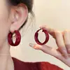 Aretes Festivos de Lazo de Terciopelo Rojo para Mujer, Elegantes, Dulces, de Flor, Largos con Borla, Aretes Otoño e Invierno
